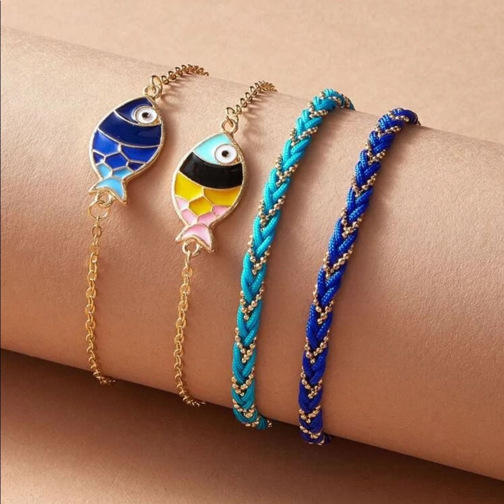 • Molly • 4 Pc. Colorful Fish Anklet Set - Picture 2 of 3